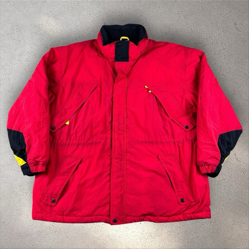 Vintage Marlboro Country Store Insulated Duck Down‎ Puffer Jacket Red Sz 2XL